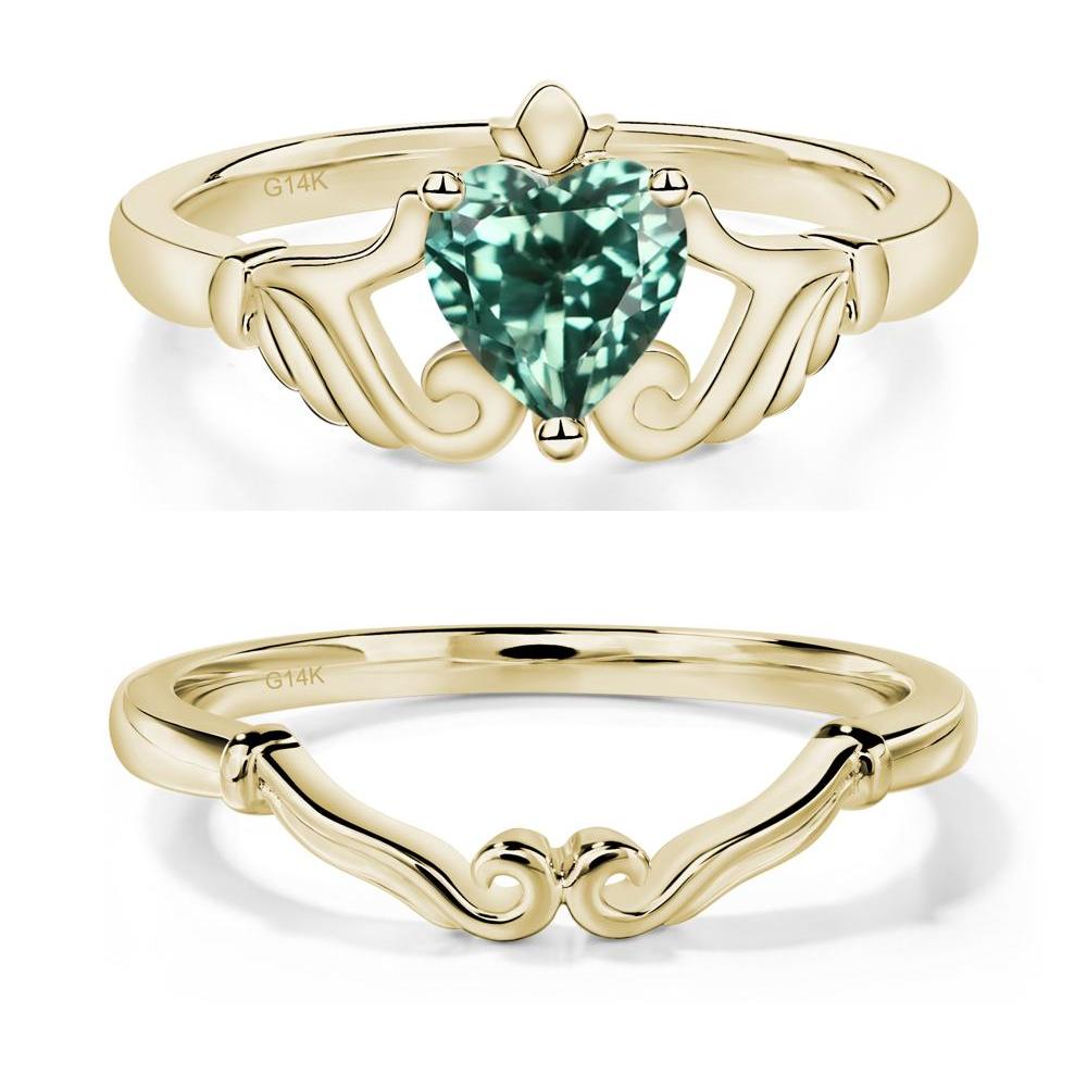 Green Sapphire Women's Claddagh Ring - LUO Jewelry #metal_xxxxx