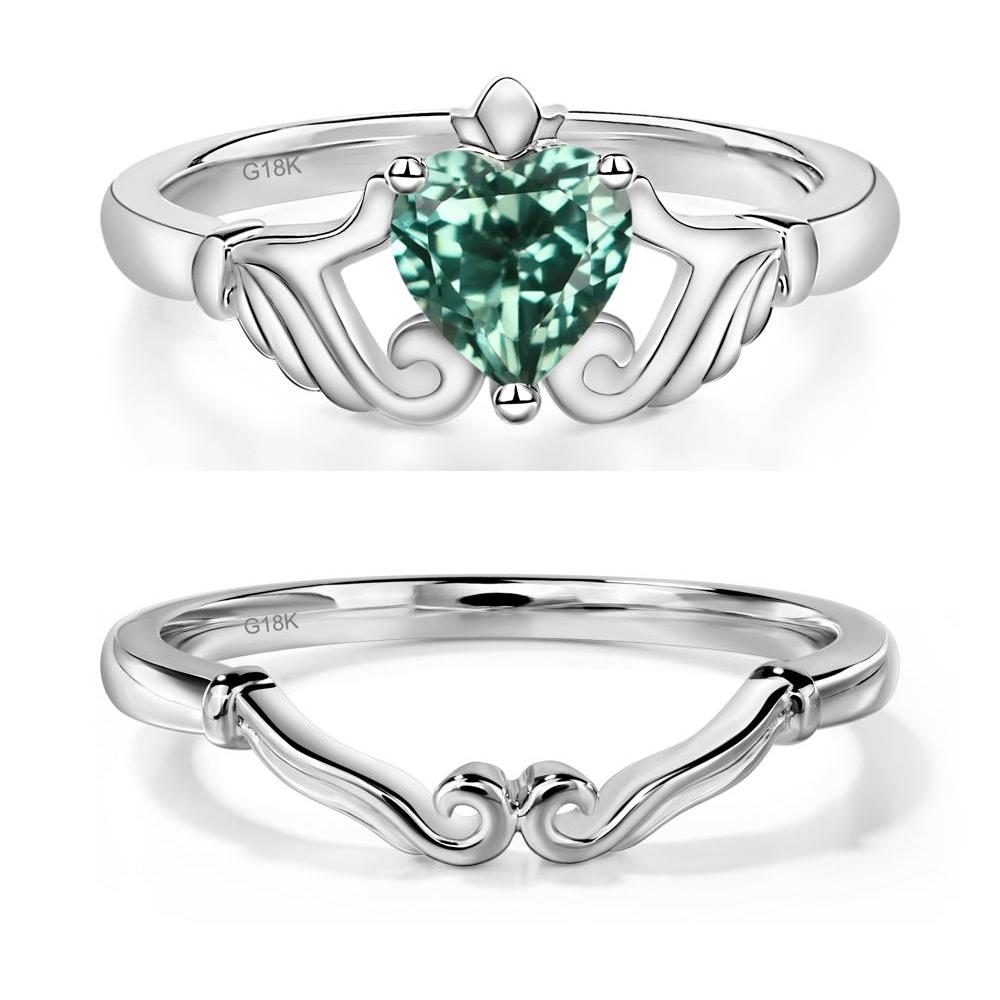 Green Sapphire Women's Claddagh Ring - LUO Jewelry #metal_xxxxx