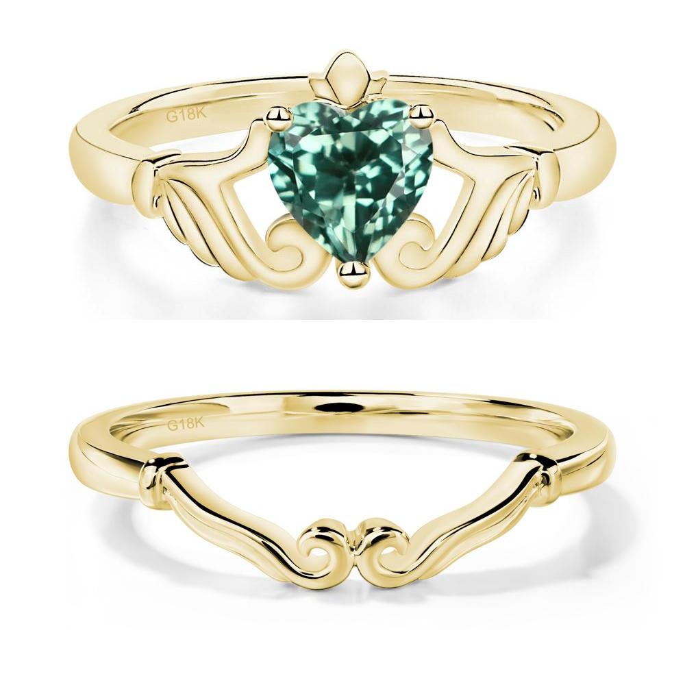 Green Sapphire Women's Claddagh Ring - LUO Jewelry #metal_xxxxx