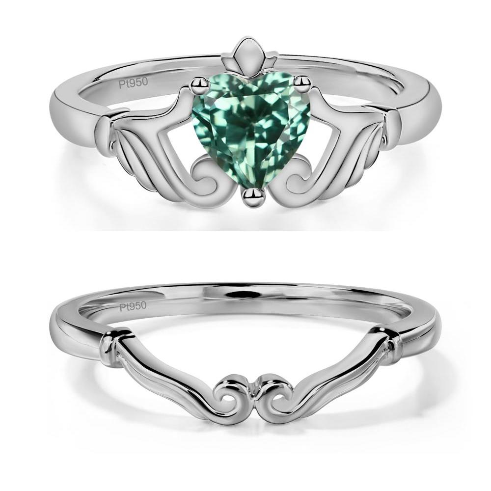 Green Sapphire Women's Claddagh Ring - LUO Jewelry #metal_xxxxx