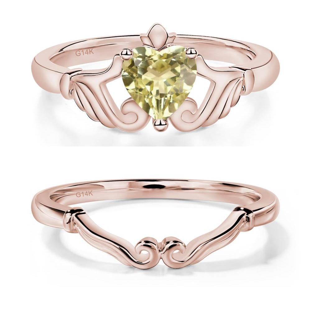 Heart Shaped Lemon Quartz Claddagh Ring - LUO Jewelry #metal_xxxxx