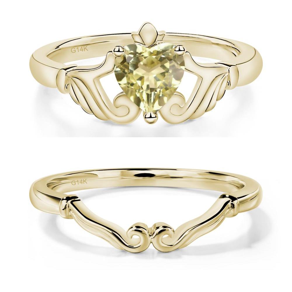 Heart Shaped Lemon Quartz Claddagh Ring - LUO Jewelry #metal_xxxxx