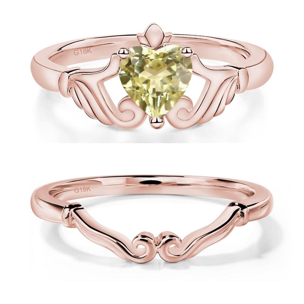 Heart Shaped Lemon Quartz Claddagh Ring - LUO Jewelry #metal_xxxxx