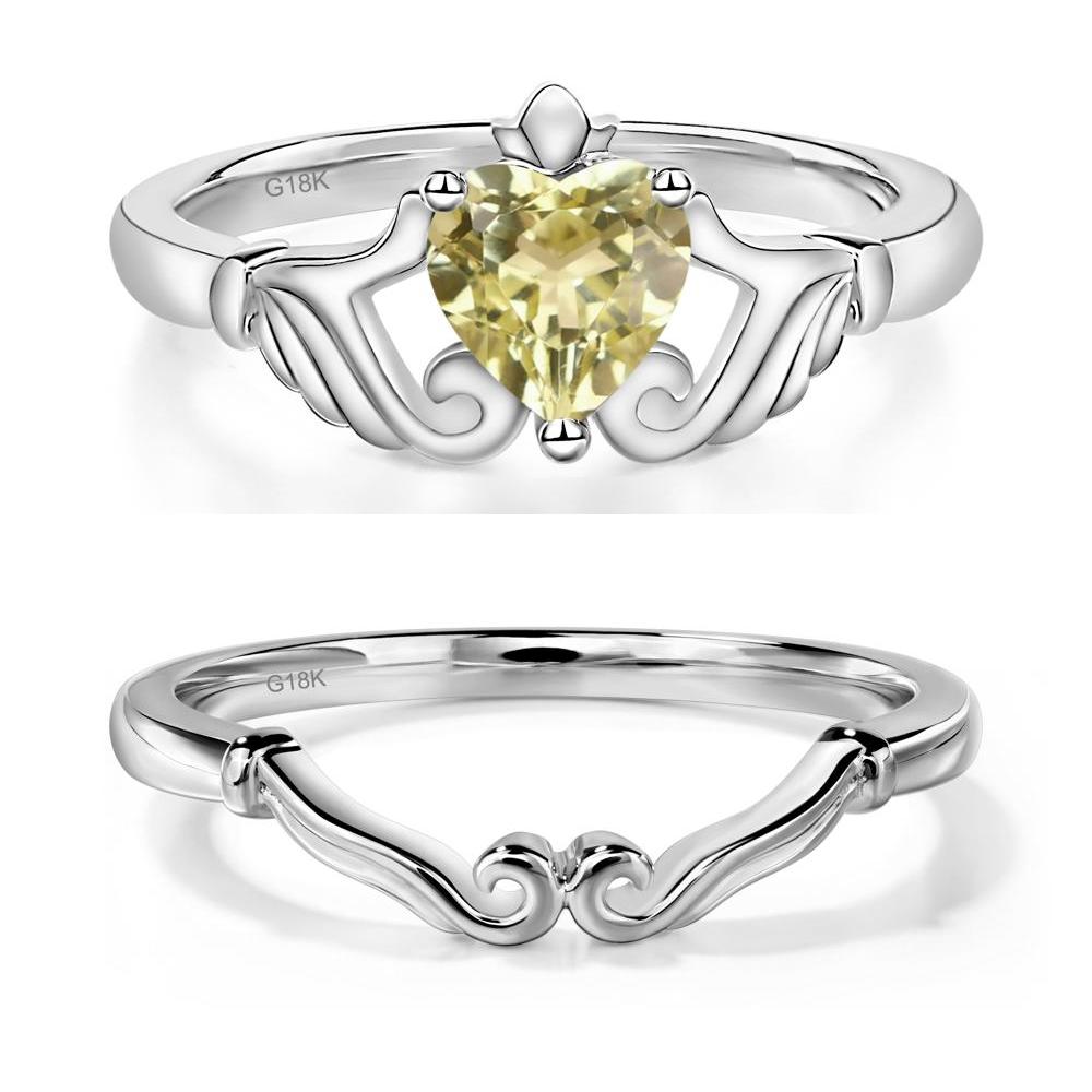 Heart Shaped Lemon Quartz Claddagh Ring - LUO Jewelry #metal_xxxxx