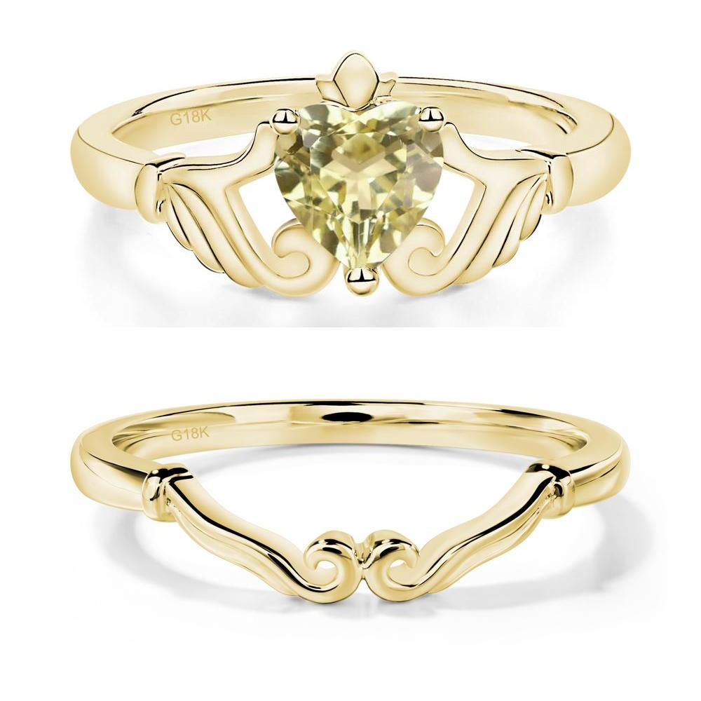 Heart Shaped Lemon Quartz Claddagh Ring - LUO Jewelry #metal_xxxxx