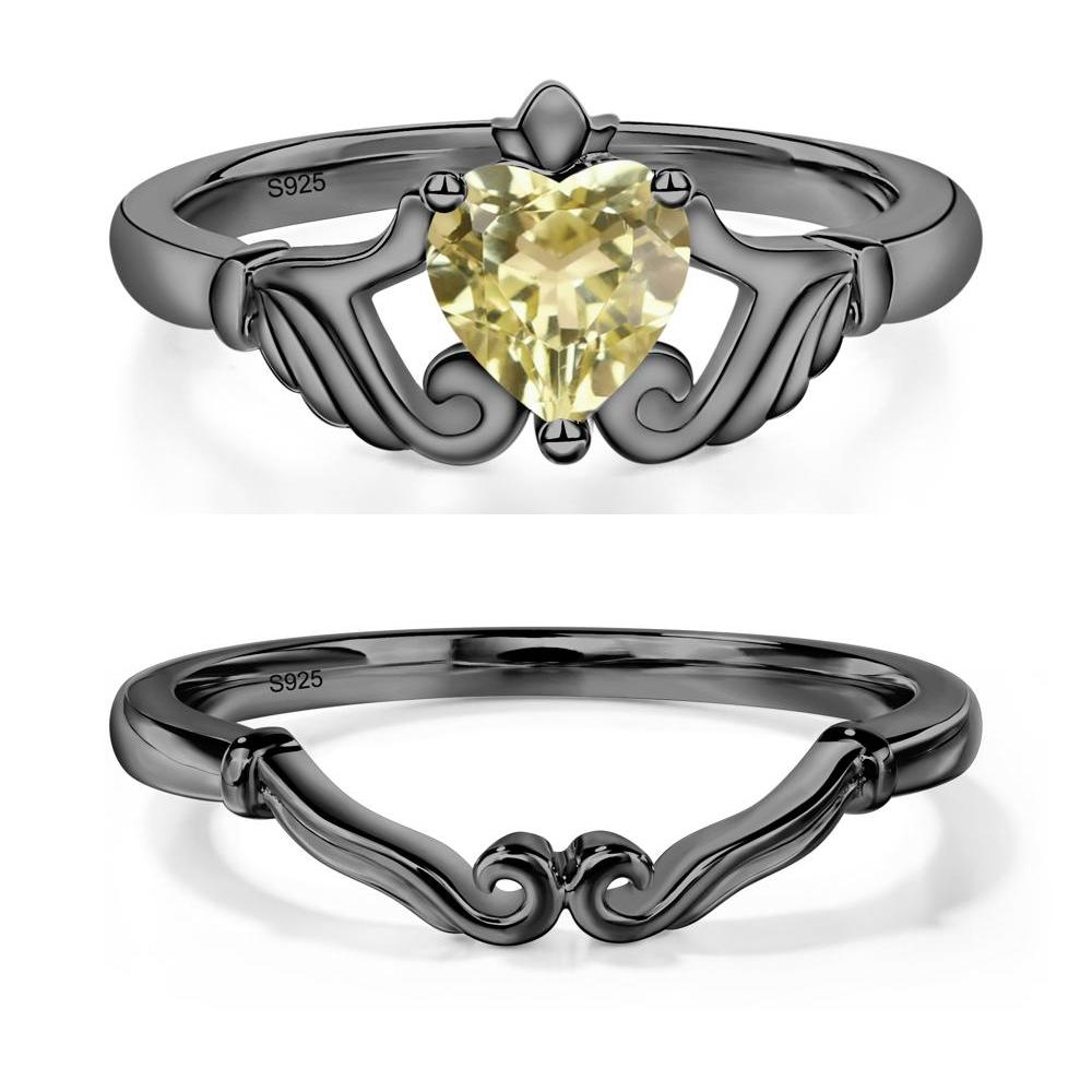 Heart Shaped Lemon Quartz Claddagh Ring - LUO Jewelry #metal_xxxxx