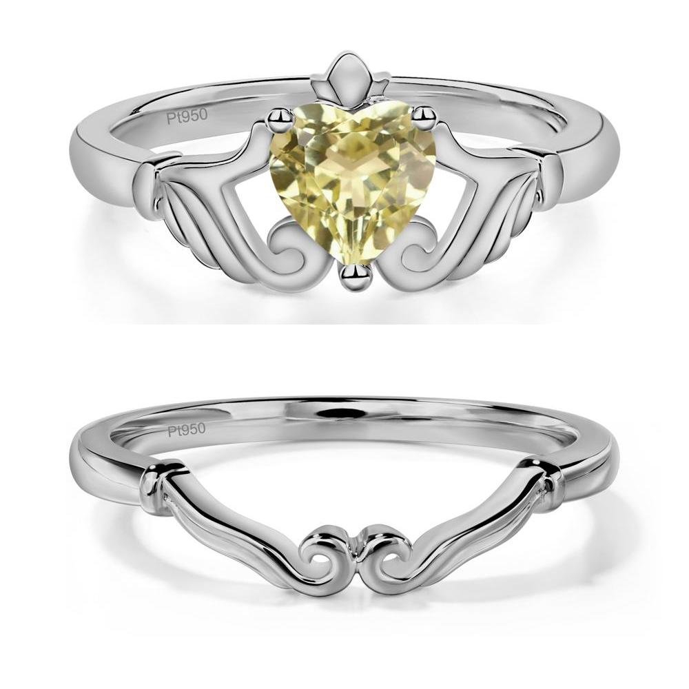 Heart Shaped Lemon Quartz Claddagh Ring - LUO Jewelry #metal_xxxxx