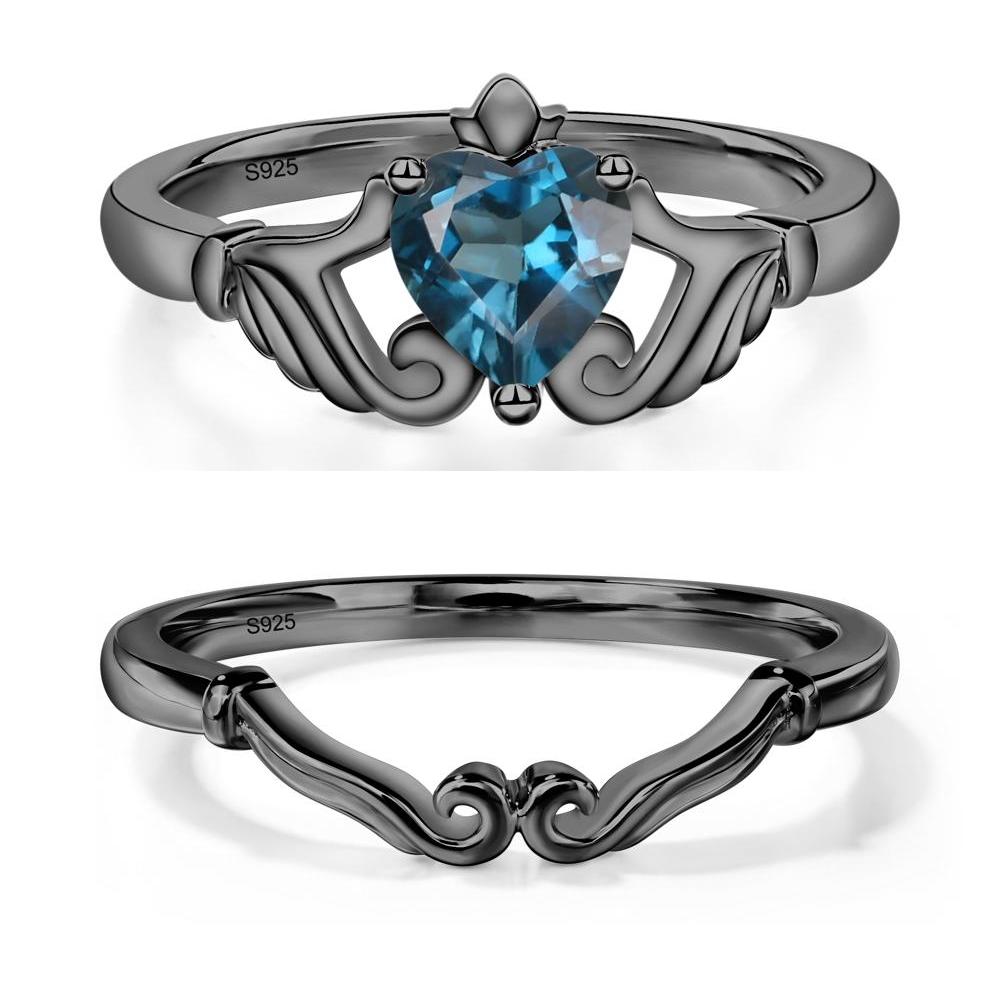 London Blue Topaz Claddagh Ring - LUO Jewelry #metal_xxxxx