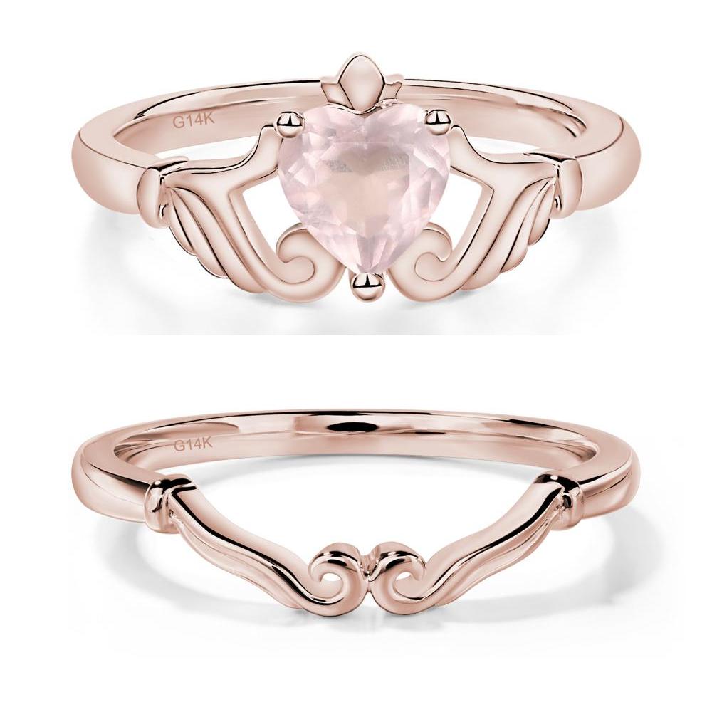 Heart Shaped Rose Quartz Claddagh Ring - LUO Jewelry #metal_xxxxx