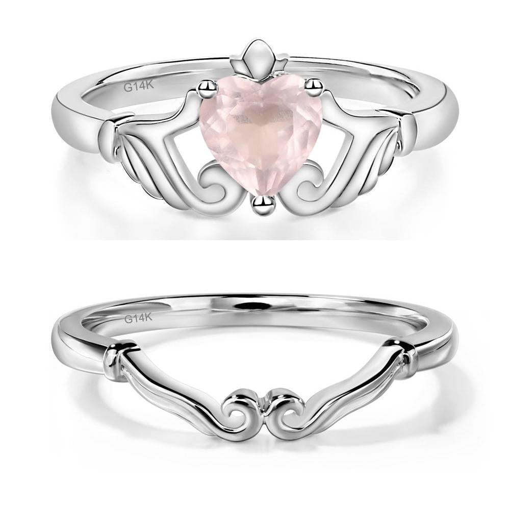 Heart Shaped Rose Quartz Claddagh Ring - LUO Jewelry #metal_xxxxx