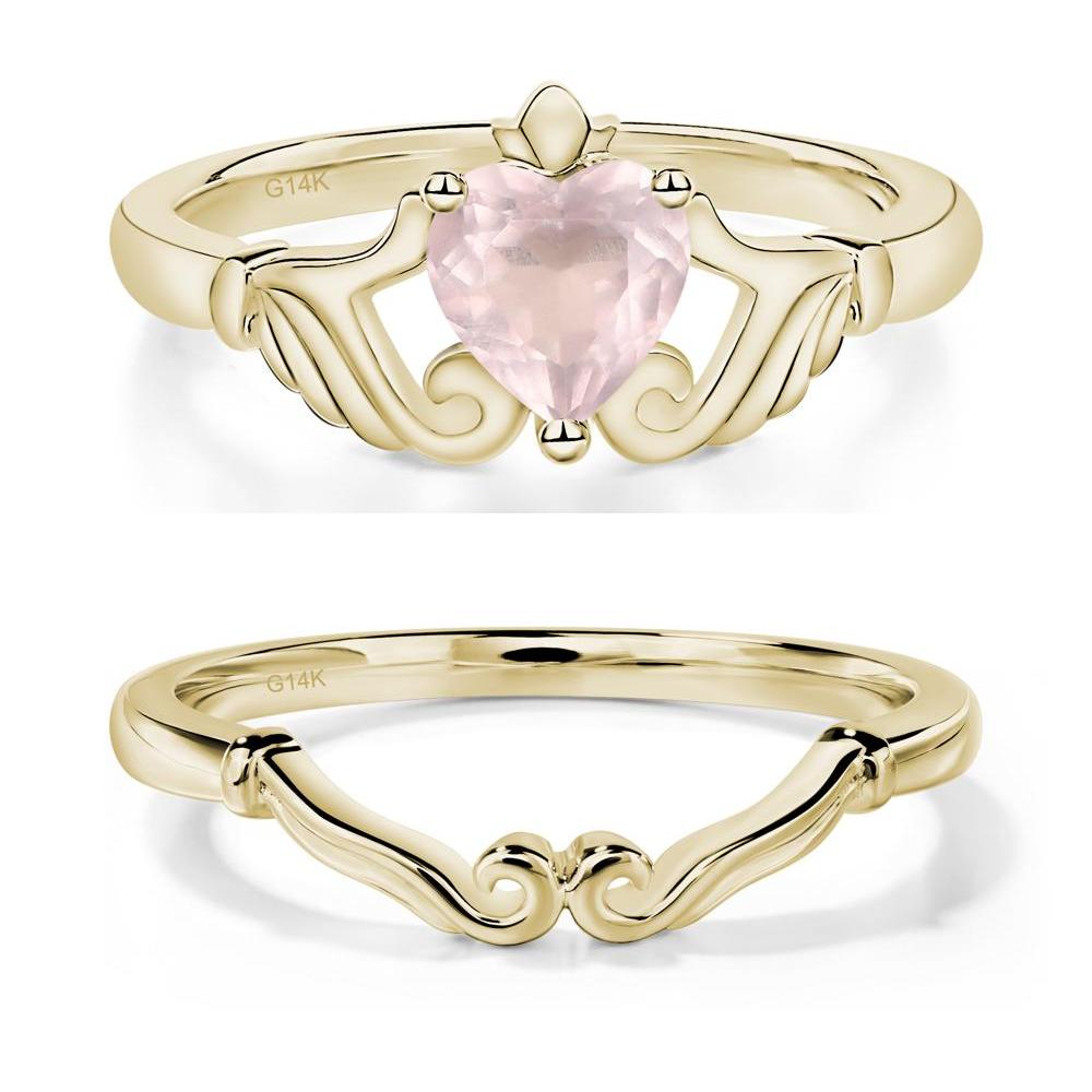 Heart Shaped Rose Quartz Claddagh Ring - LUO Jewelry #metal_xxxxx