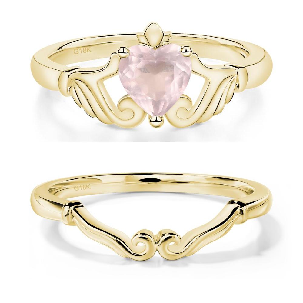 Heart Shaped Rose Quartz Claddagh Ring - LUO Jewelry #metal_xxxxx