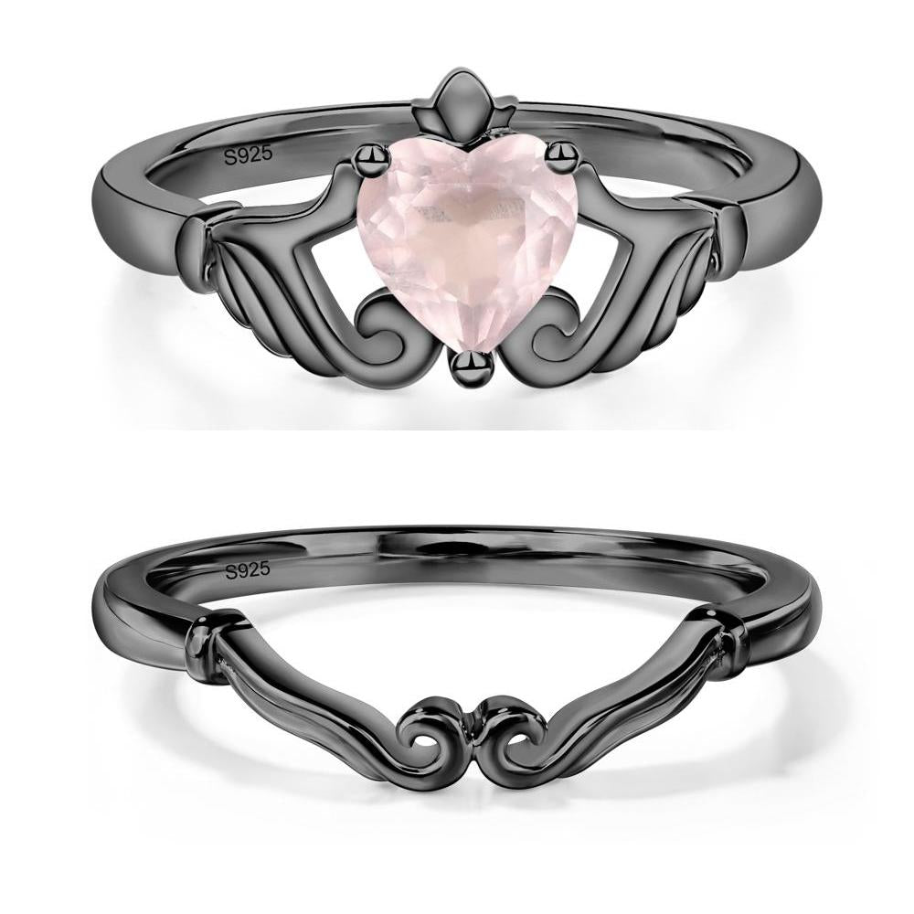 Heart Shaped Rose Quartz Claddagh Ring - LUO Jewelry #metal_xxxxx