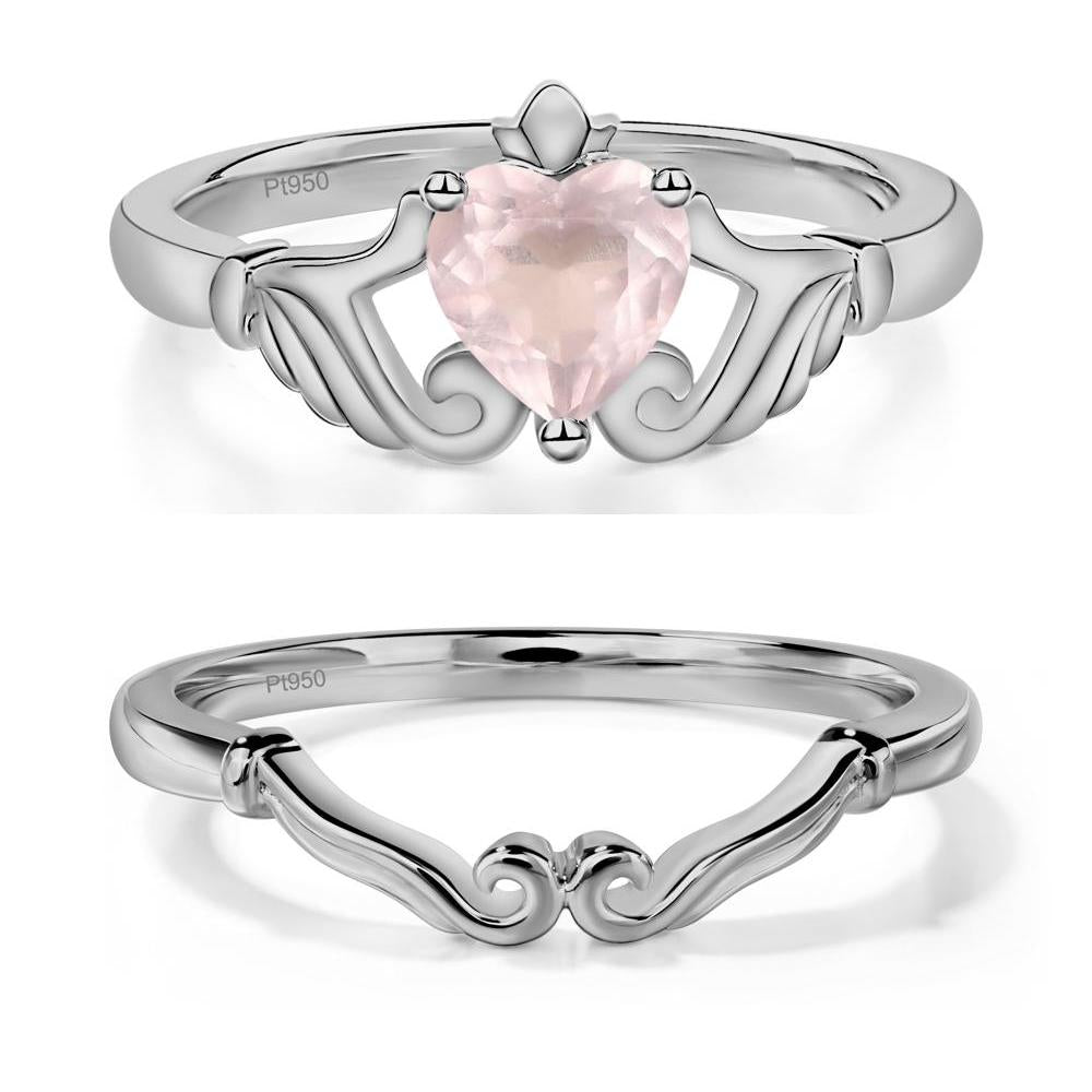 Heart Shaped Rose Quartz Claddagh Ring - LUO Jewelry #metal_xxxxx