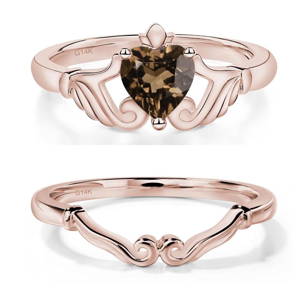 Smoky Quartz Women's Claddagh Ring - LUO Jewelry #metal_xxxxx