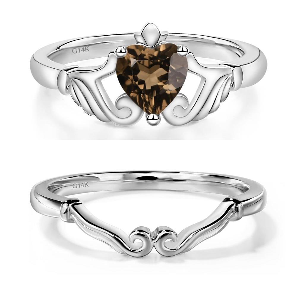 Smoky Quartz Women's Claddagh Ring - LUO Jewelry #metal_xxxxx