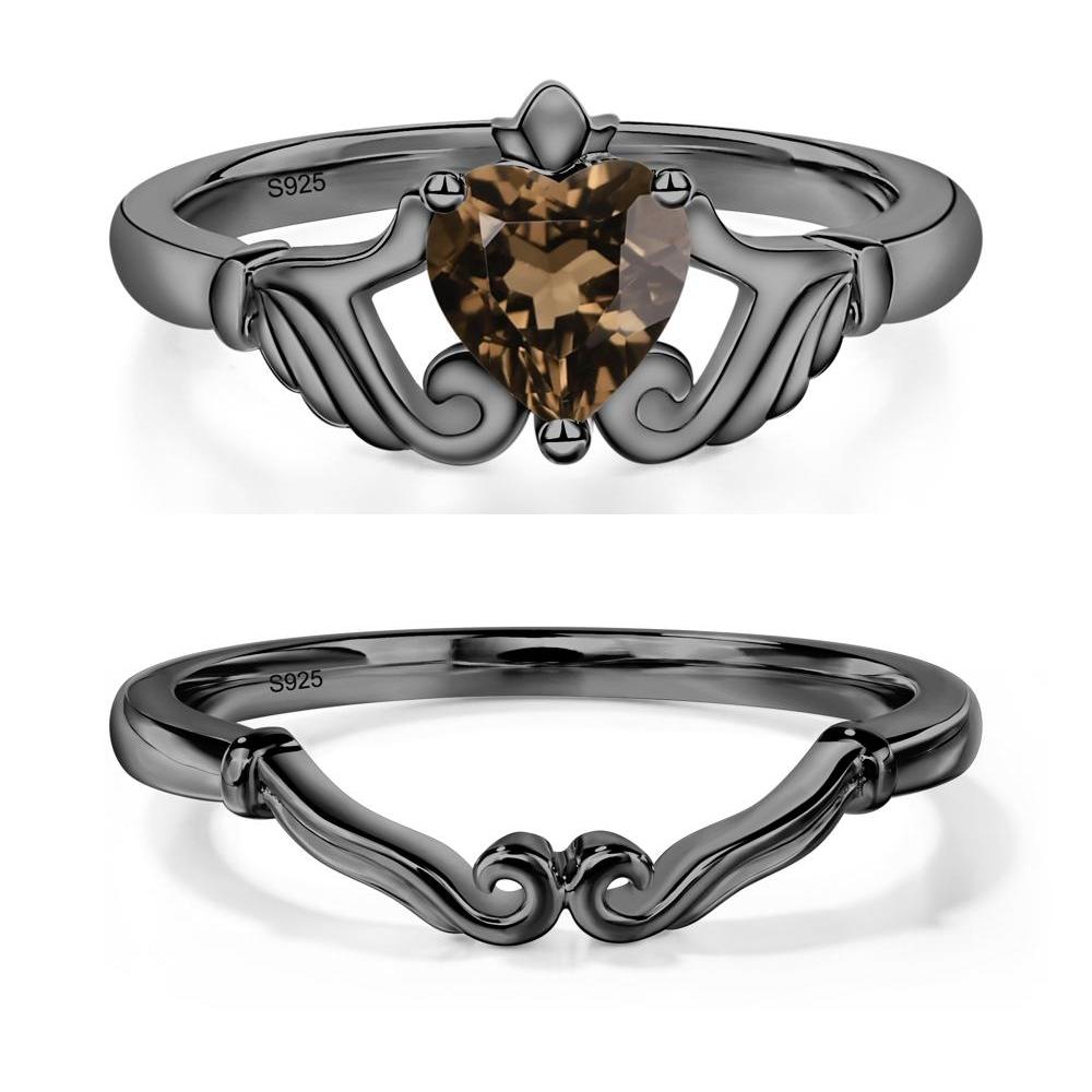 Smoky Quartz Women's Claddagh Ring - LUO Jewelry #metal_xxxxx