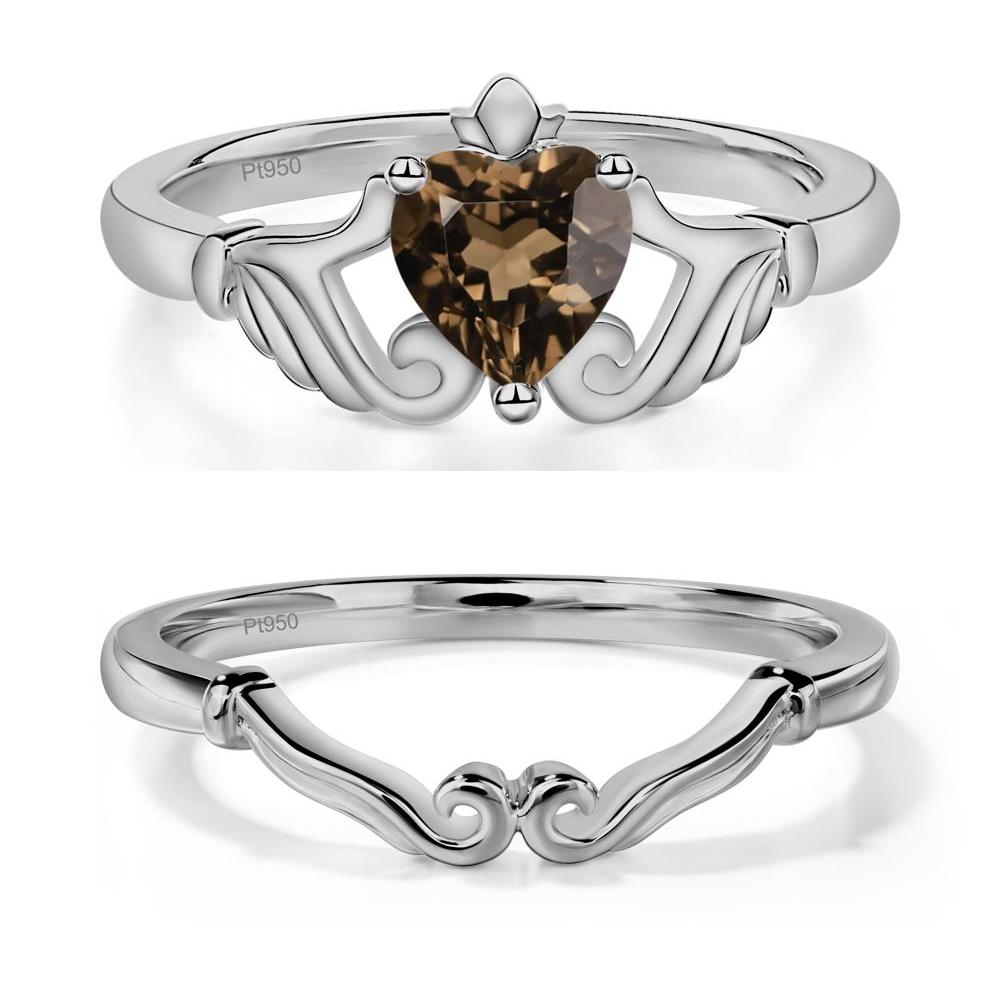 Smoky Quartz Women's Claddagh Ring - LUO Jewelry #metal_xxxxx