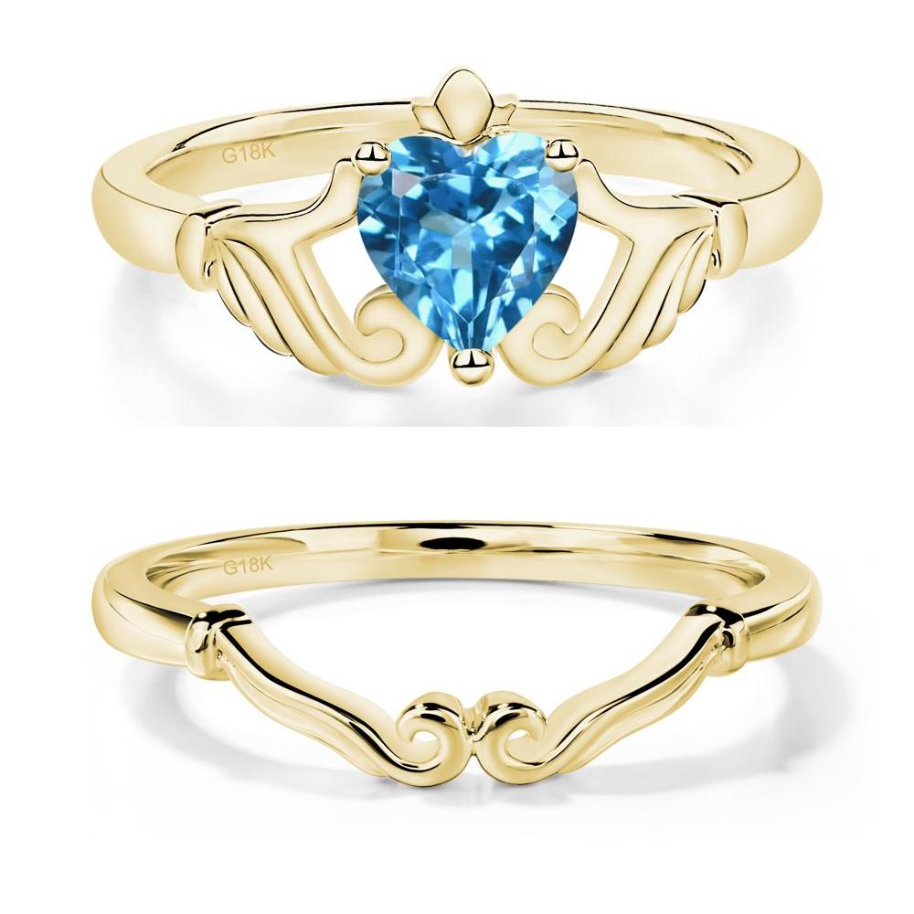 Heart Shaped Swiss Blue Topaz Claddagh Ring - LUO Jewelry #metal_xxxxx