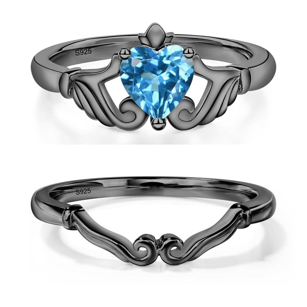 Heart Shaped Swiss Blue Topaz Claddagh Ring - LUO Jewelry #metal_xxxxx