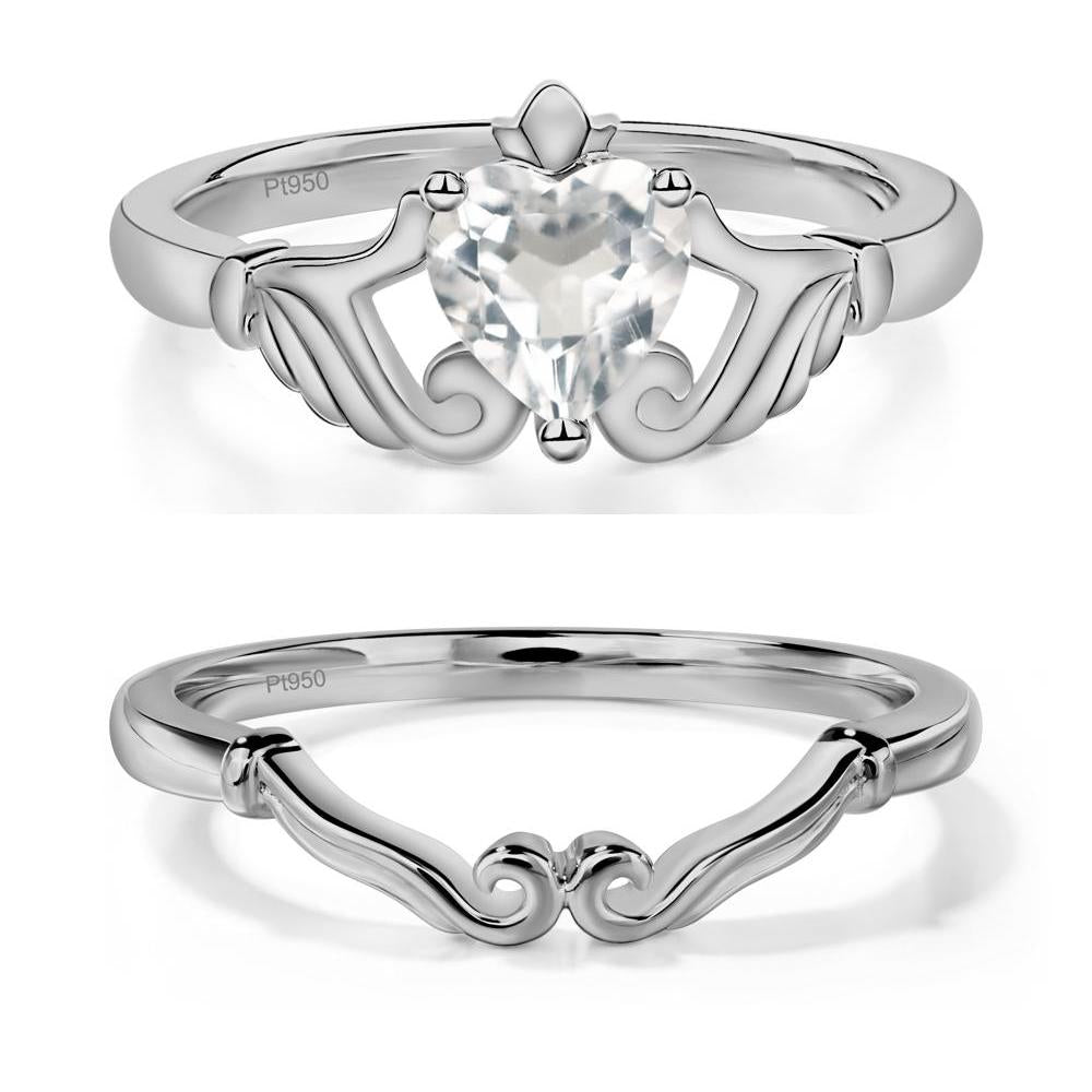 White Topaz Claddagh Ring - LUO Jewelry #metal_xxxxx