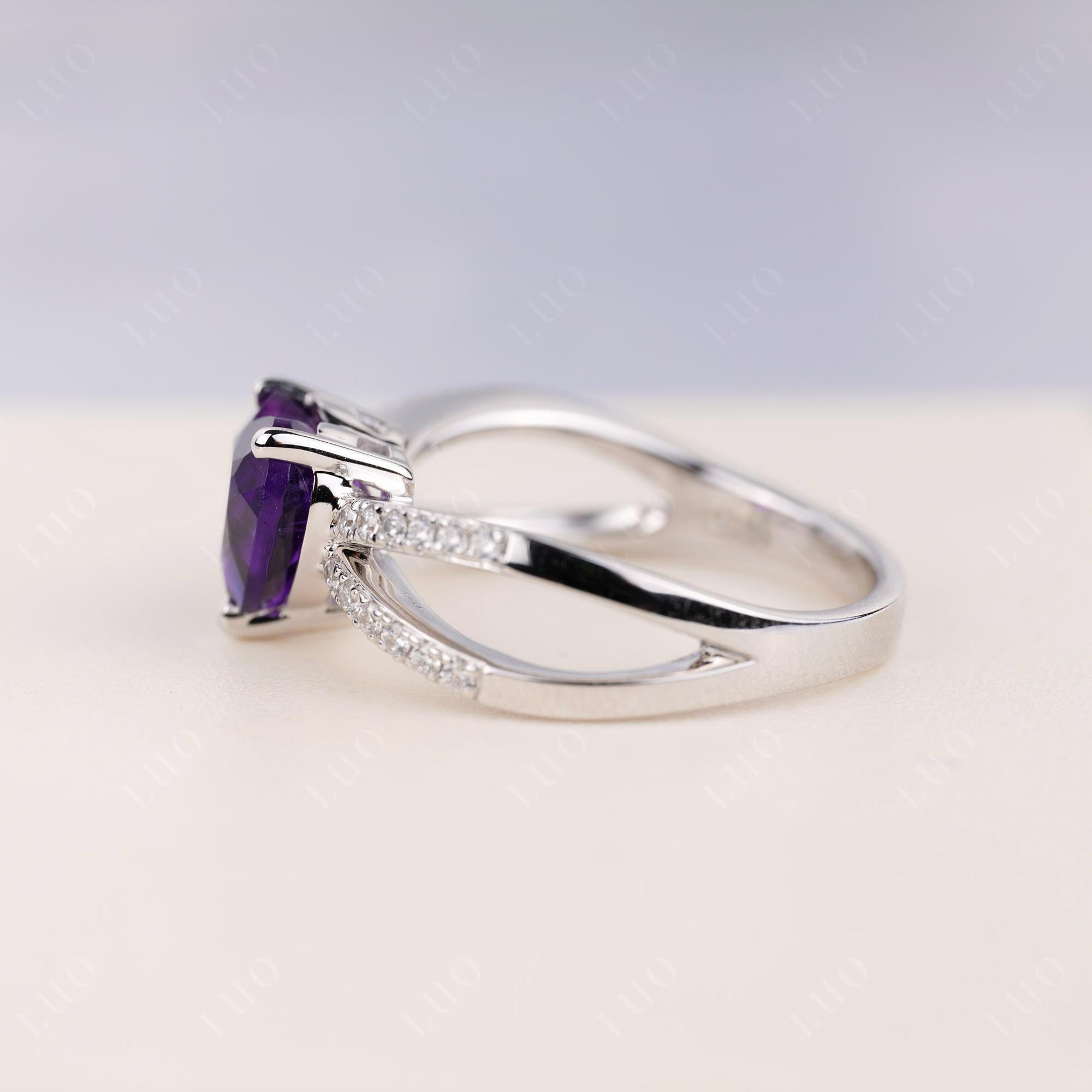 Amethyst Split Band Ring - LUO Jewelry 