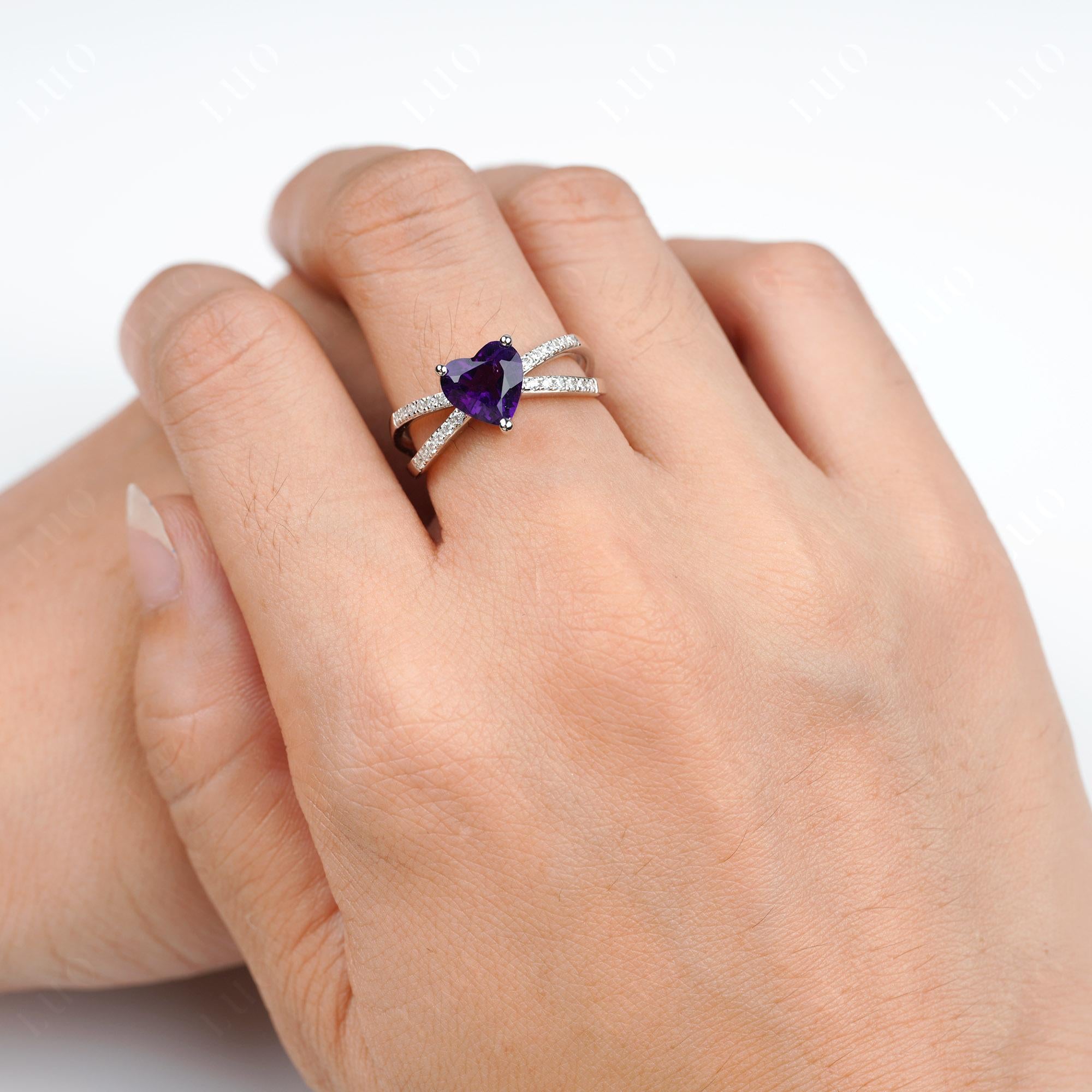 Amethyst Split Band Ring - LUO Jewelry 