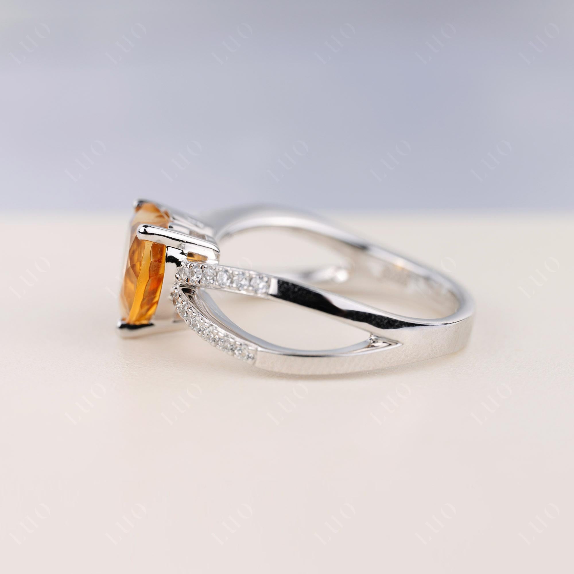 Heart Shaped Citrine Ring Split Shank - LUO Jewelry 