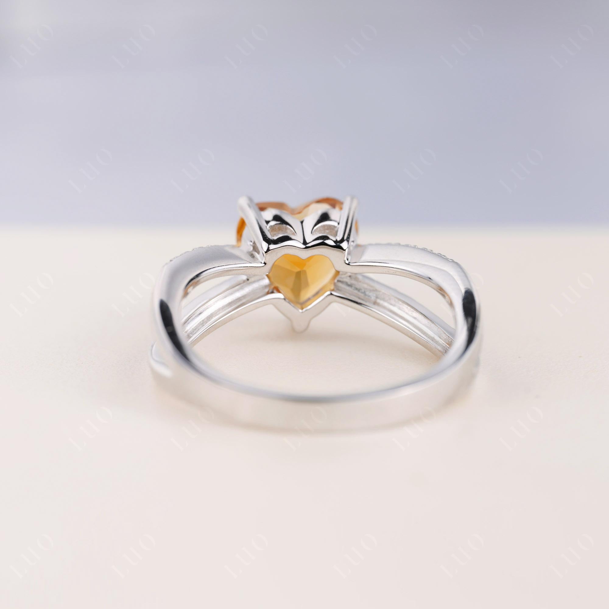 Heart Shaped Citrine Ring Split Shank - LUO Jewelry 