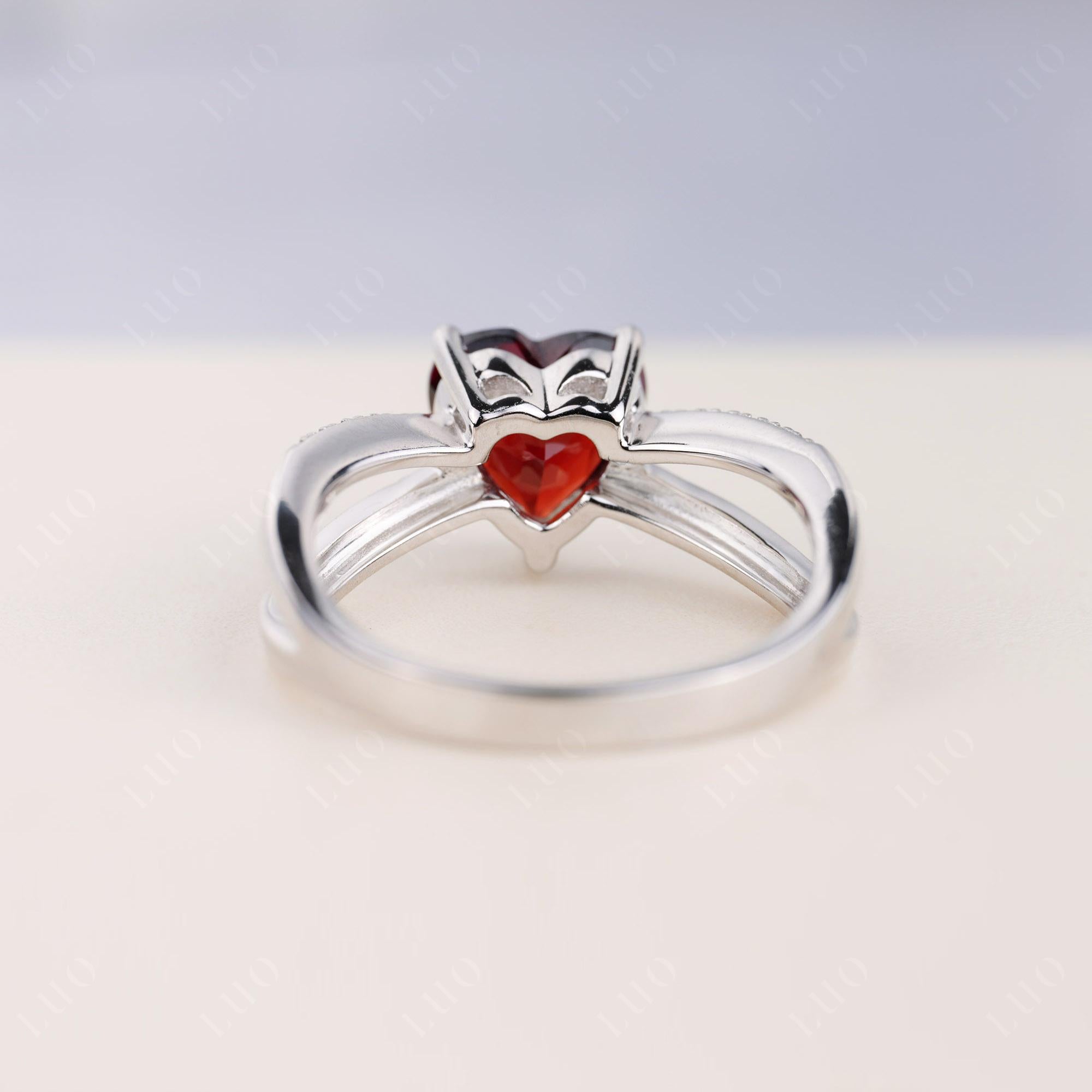 Garnet Split Band Ring - LUO Jewelry 