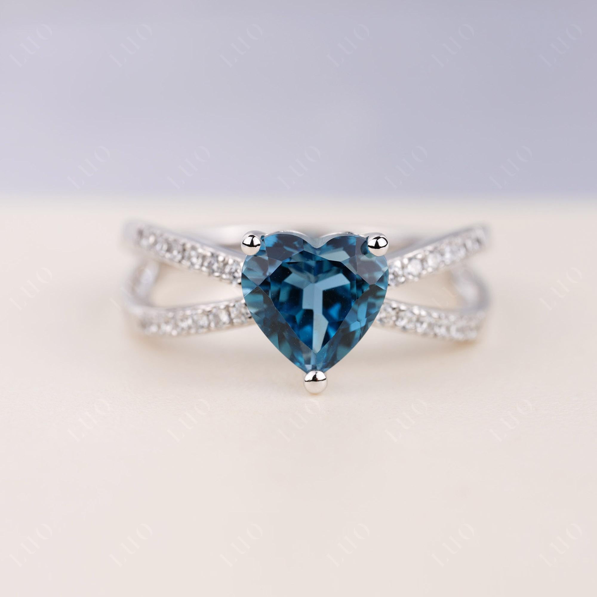 London Blue Topaz Split Band Ring - LUO Jewelry 