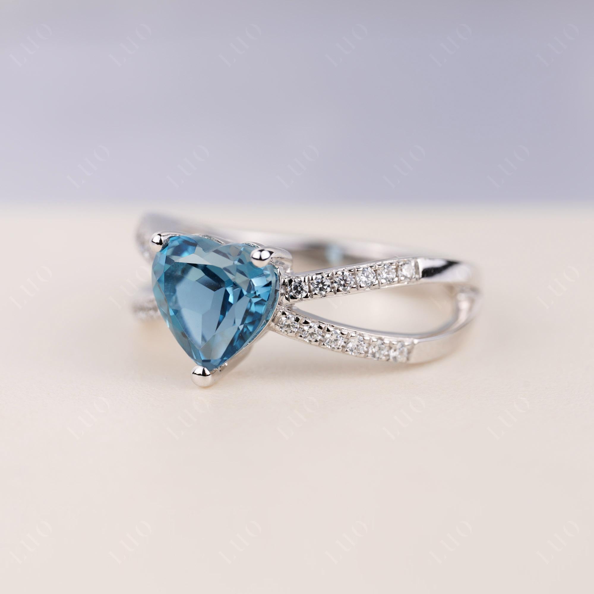 London Blue Topaz Split Band Ring - LUO Jewelry 