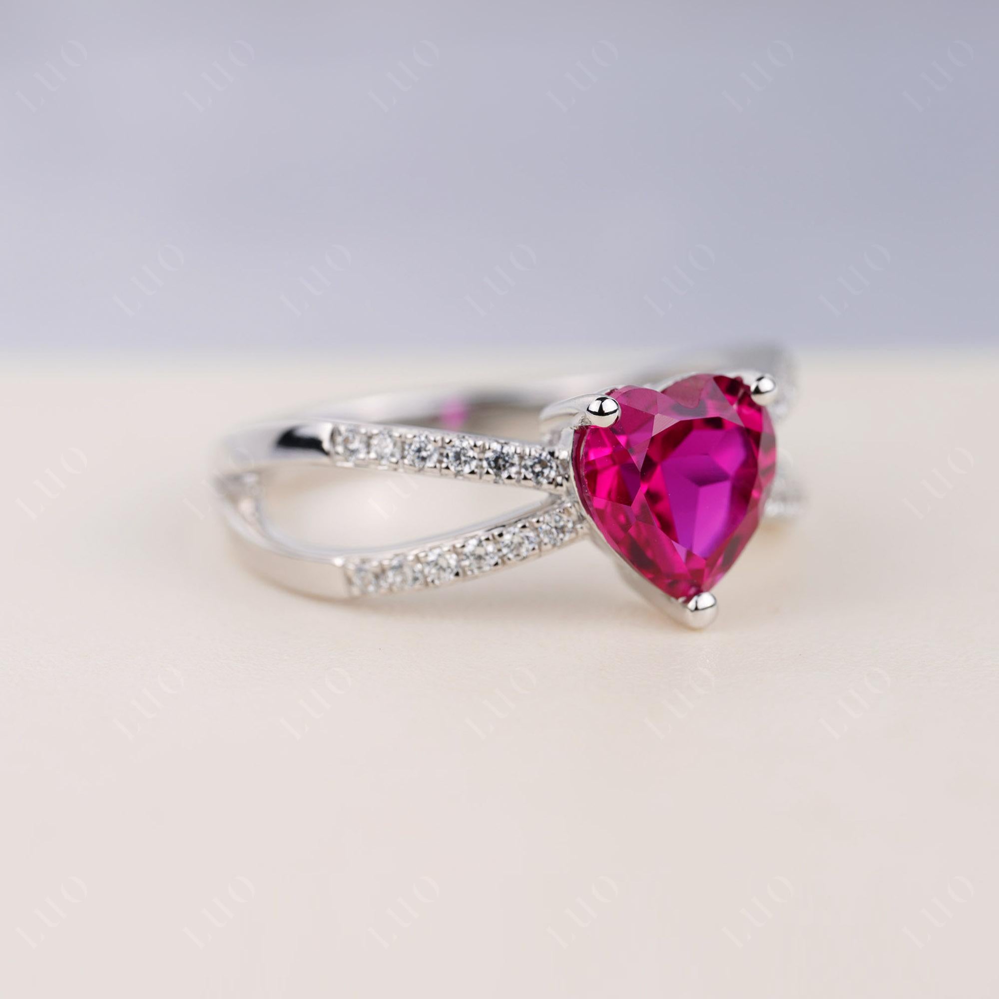 Ruby Split Band Ring - LUO Jewelry 