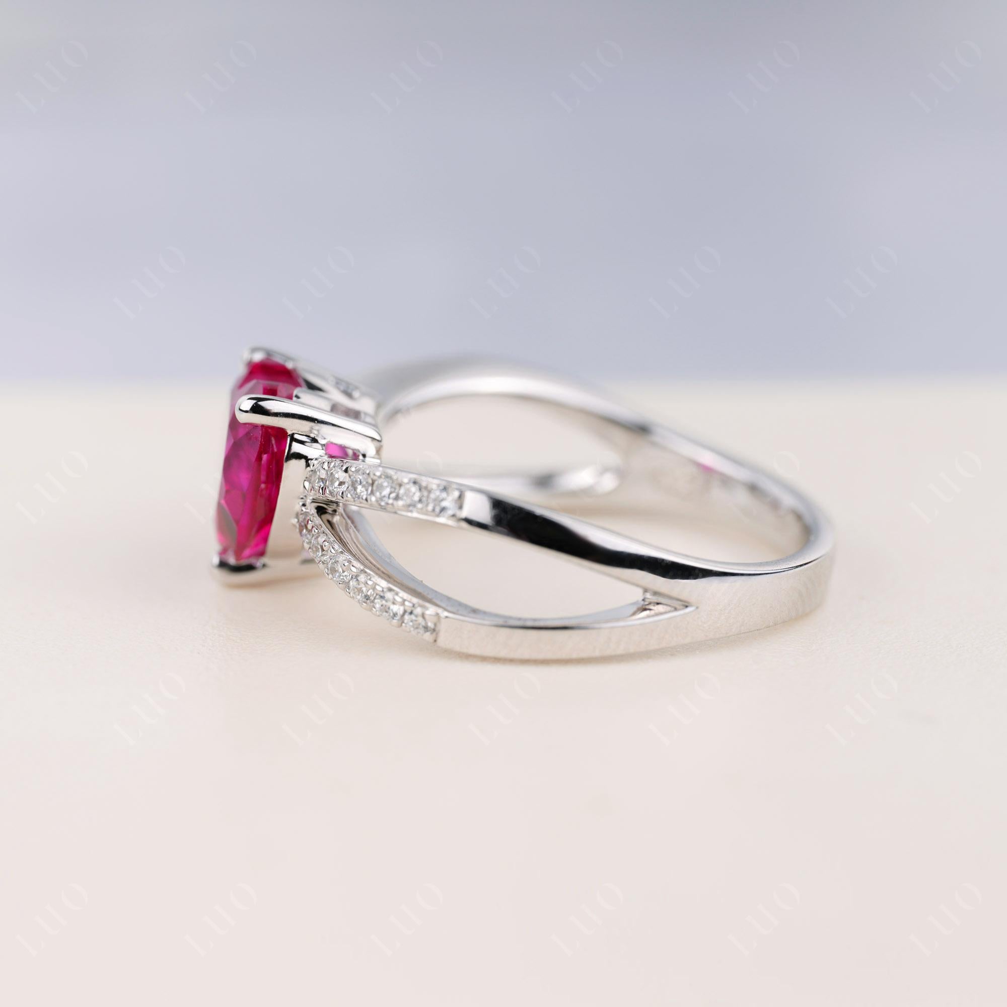 Ruby Split Band Ring - LUO Jewelry 