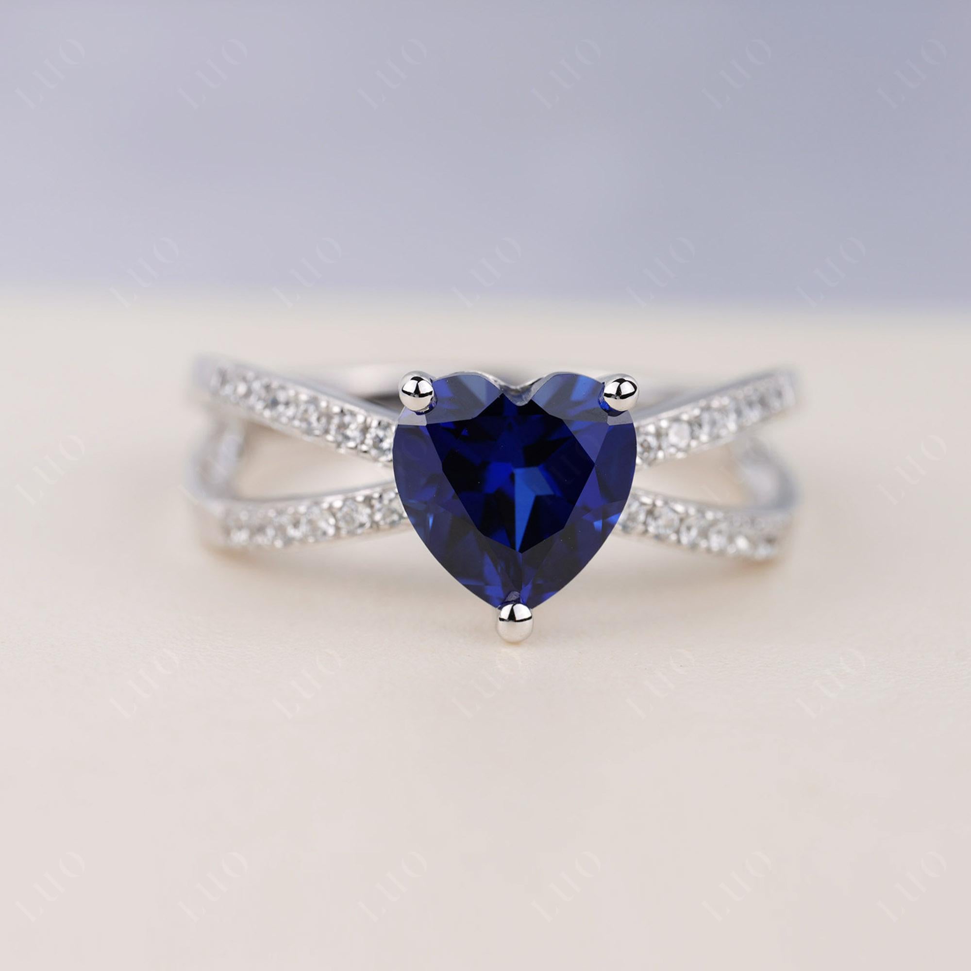 Sapphire Split Band Ring - LUO Jewelry 