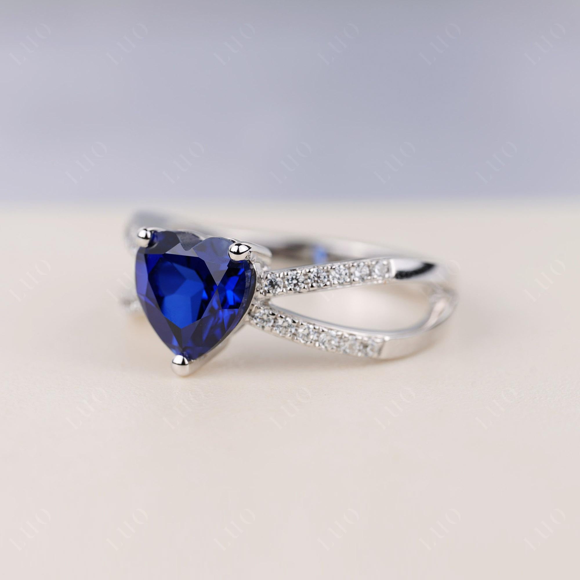 Sapphire Split Band Ring - LUO Jewelry 