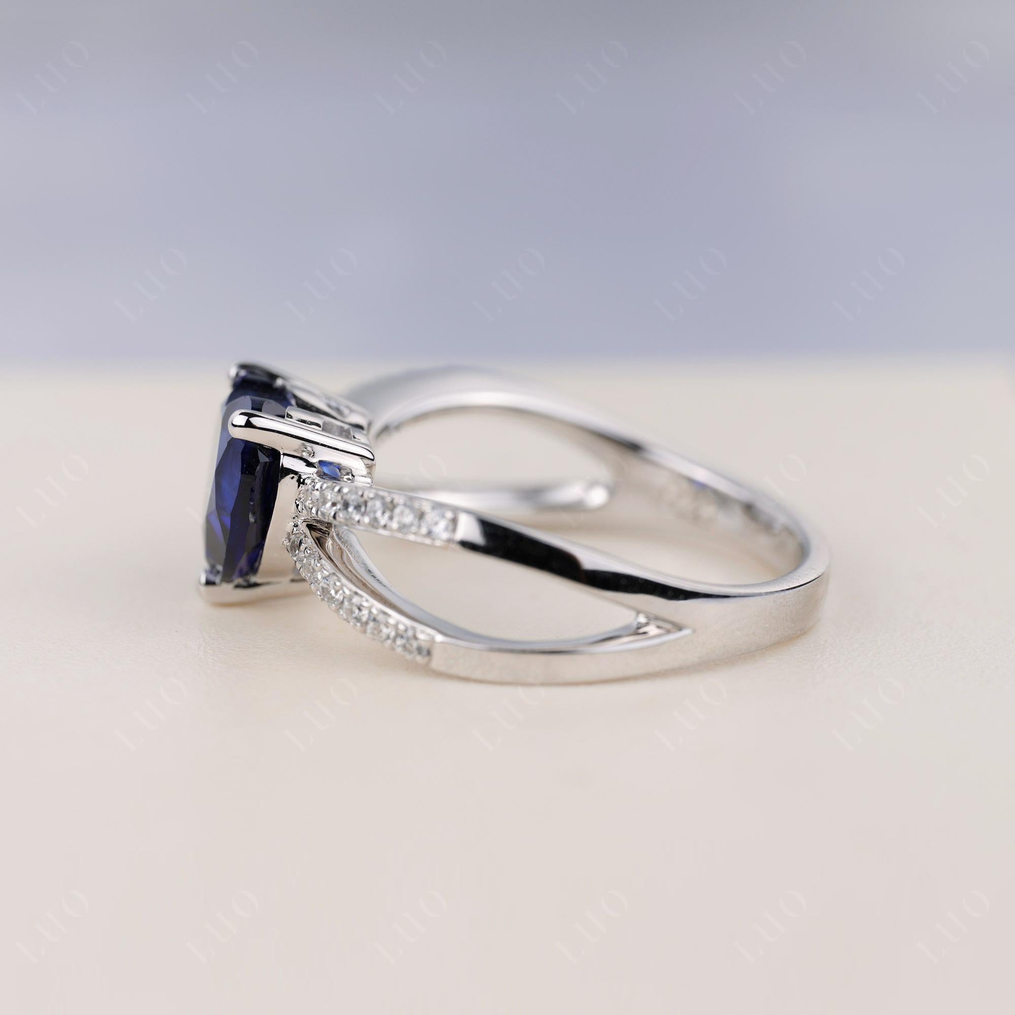 Sapphire Split Band Ring - LUO Jewelry 