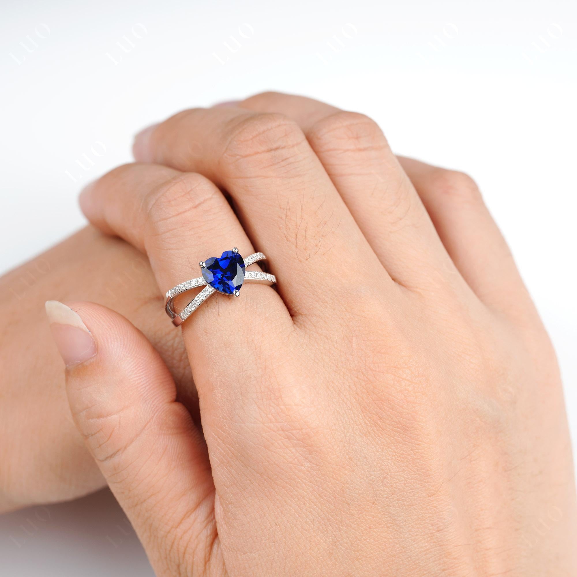 Sapphire Split Band Ring - LUO Jewelry 