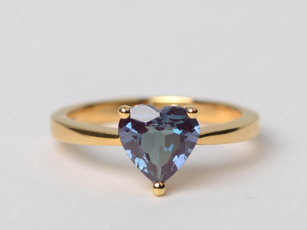 Heart Shaped Alexandrite Solitaire Ring - LUO Jewelry 