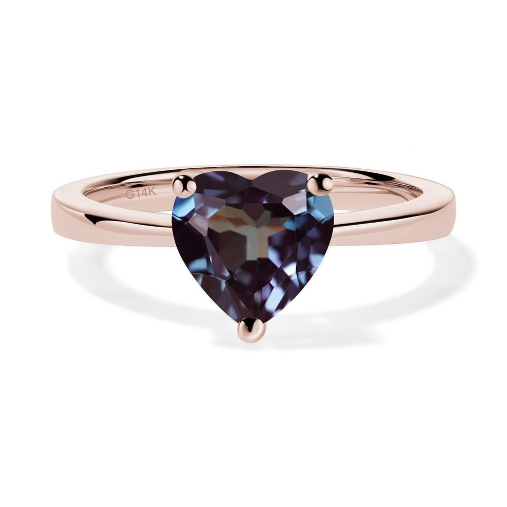 Heart Shaped Alexandrite Solitaire Ring - LUO Jewelry #metal_14k rose gold