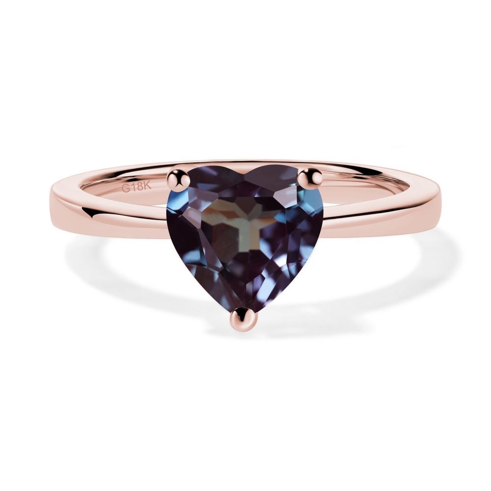 Heart Shaped Alexandrite Solitaire Ring - LUO Jewelry #metal_18k rose gold