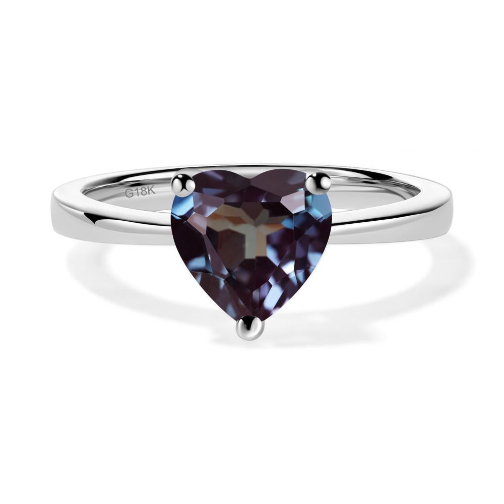 Heart Shaped Alexandrite Solitaire Ring - LUO Jewelry #metal_18k white gold