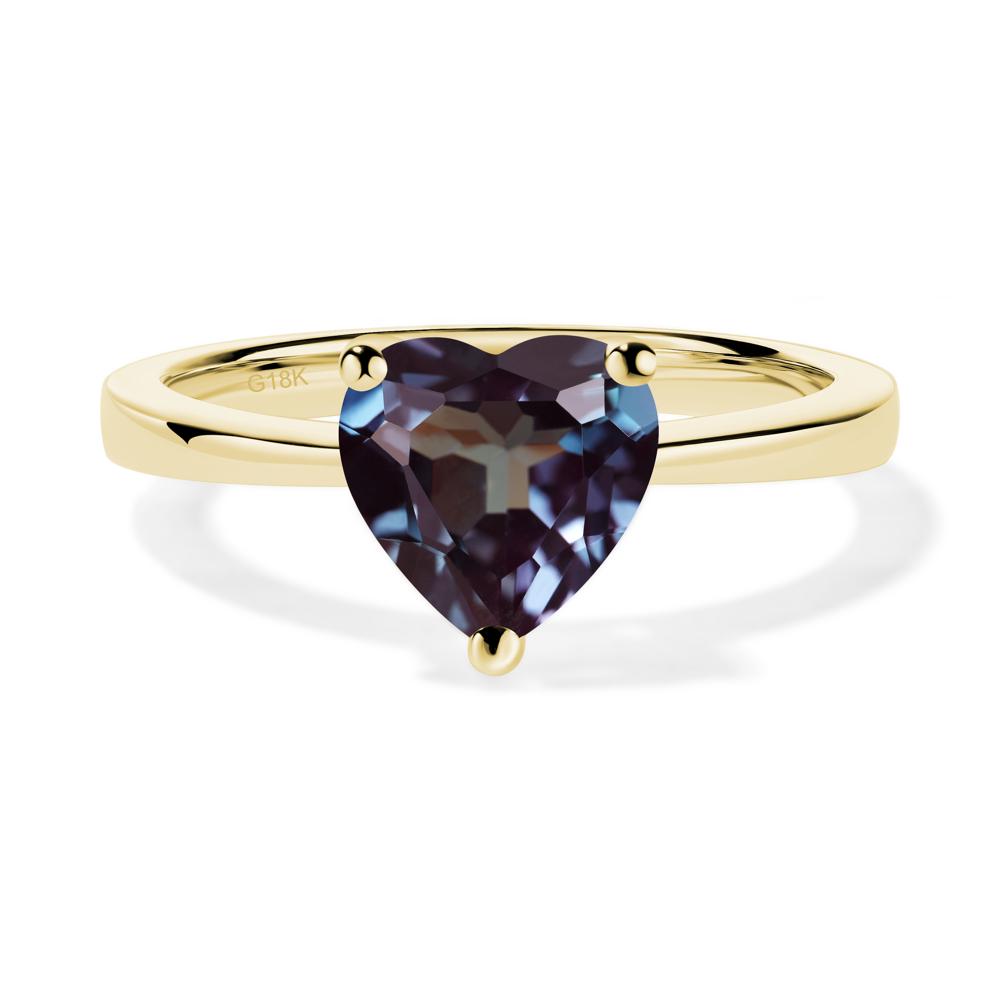 Heart Shaped Alexandrite Solitaire Ring - LUO Jewelry #metal_18k yellow gold