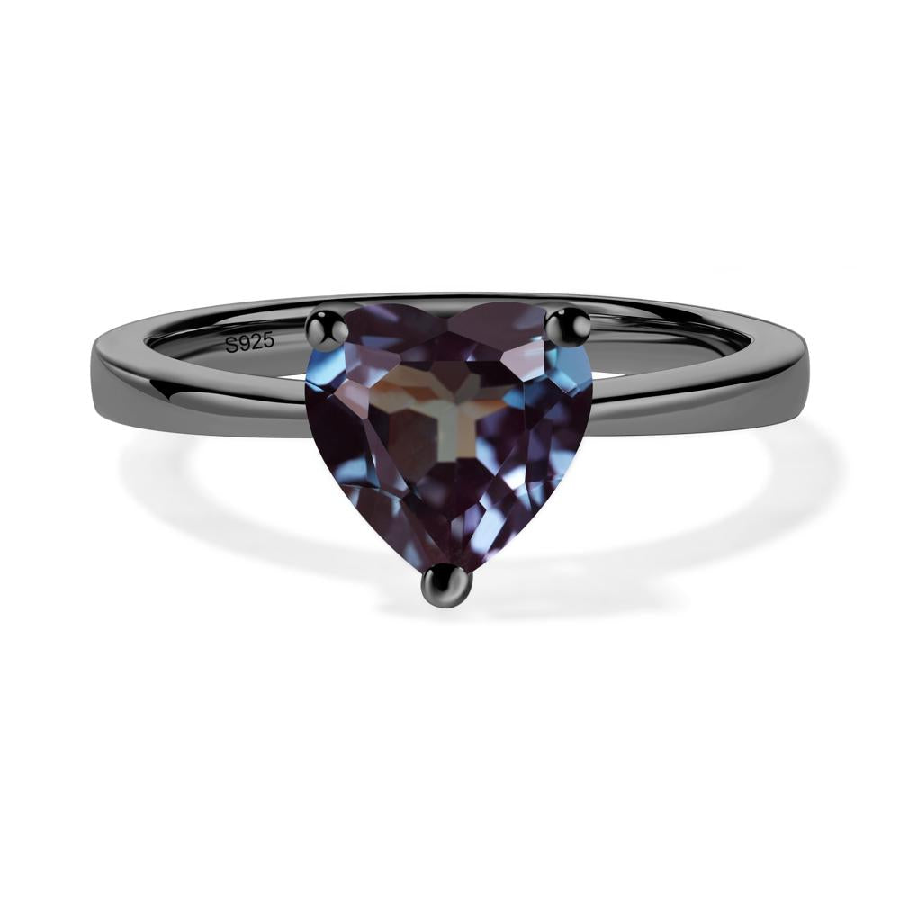 Heart Shaped Alexandrite Solitaire Ring - LUO Jewelry #metal_black finish sterling silver