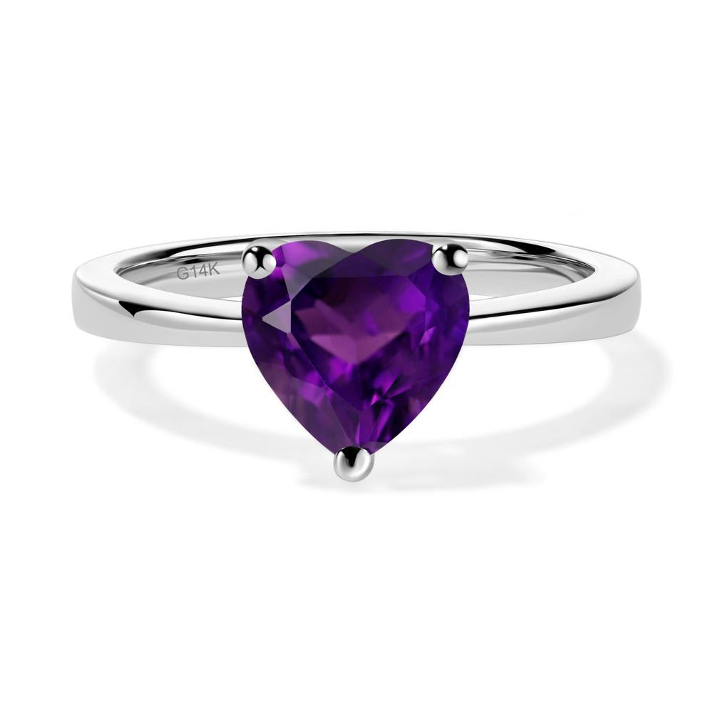 Heart Cut Amethyst Ring - LUO Jewelry #metal_14k white gold