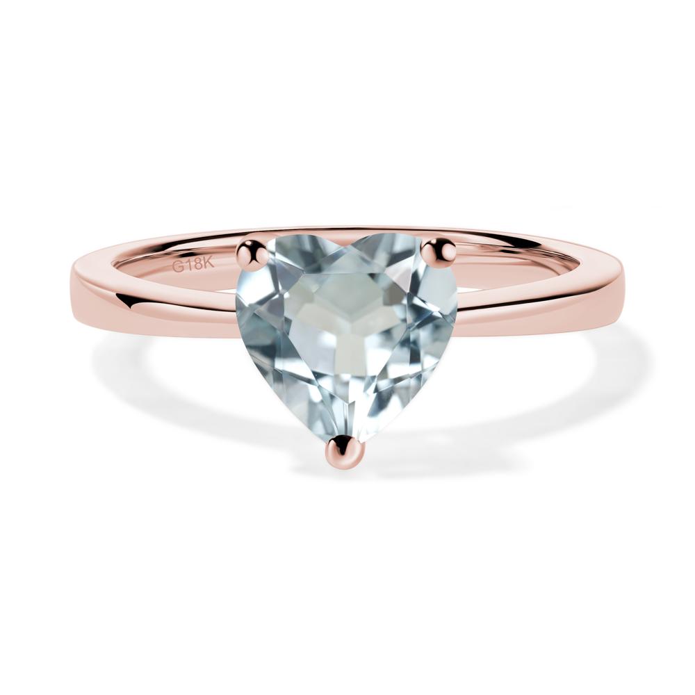 Aquamarine Heart Shaped Solitaire Ring - LUO Jewelry #metal_18k rose gold