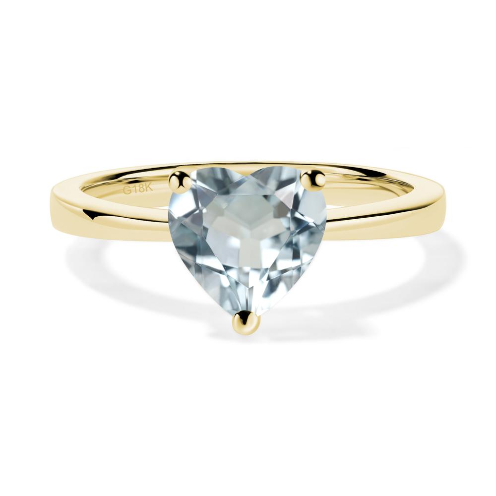 Aquamarine Heart Shaped Solitaire Ring - LUO Jewelry #metal_18k yellow gold