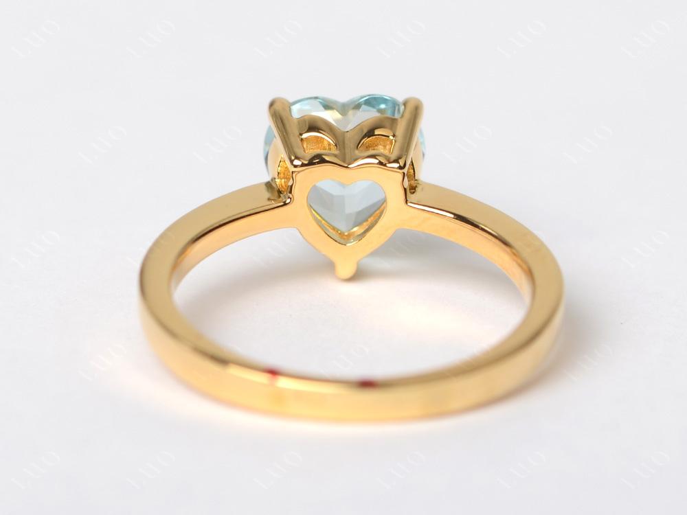 Aquamarine Heart Shaped Solitaire Ring - LUO Jewelry 