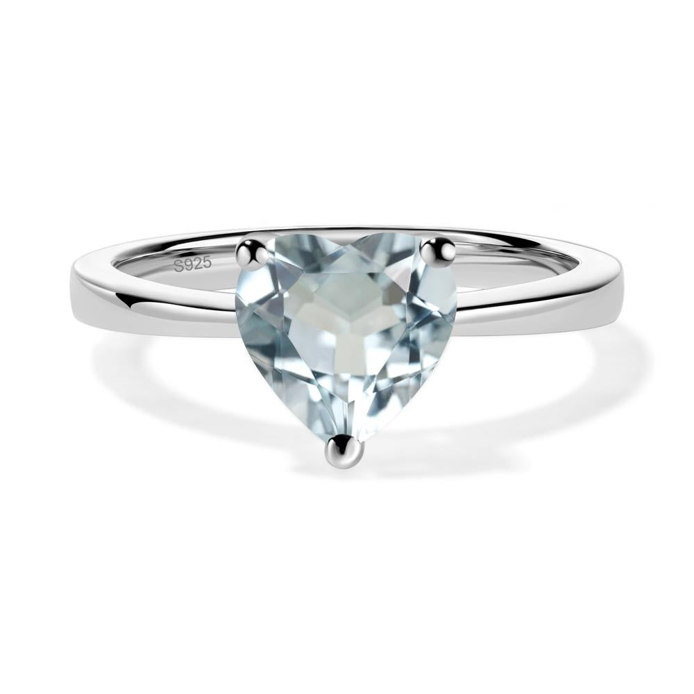 Aquamarine Heart Shaped Solitaire Ring - LUO Jewelry #metal_sterling silver