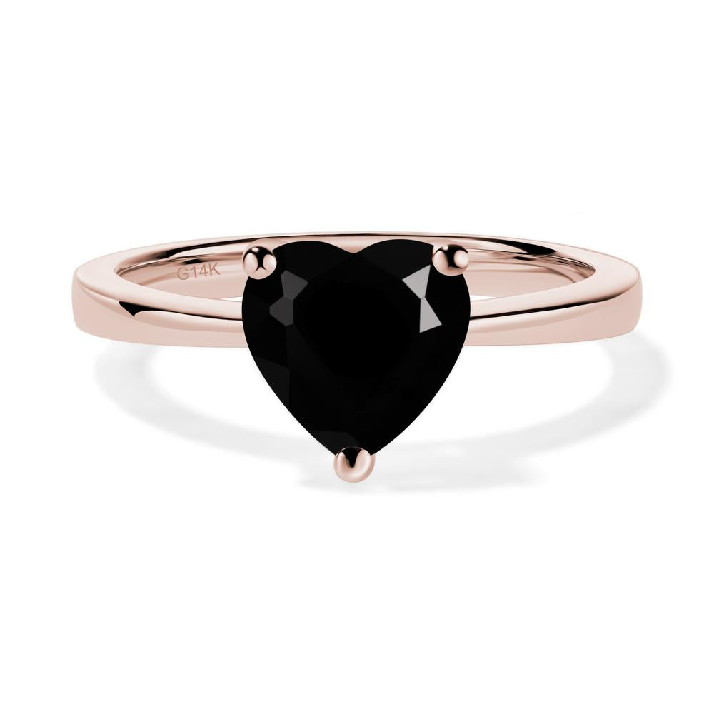 Heart Shaped Black Spinel Solitaire Ring - LUO Jewelry #metal_14k rose gold